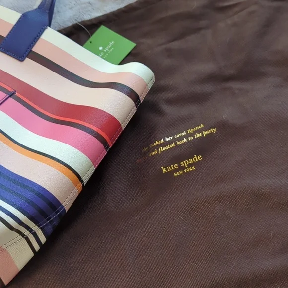 BNWT Kate Spade Multi Stripe Leather Tote Bag Jones Street Stripe Posey - Picture 4 of 7